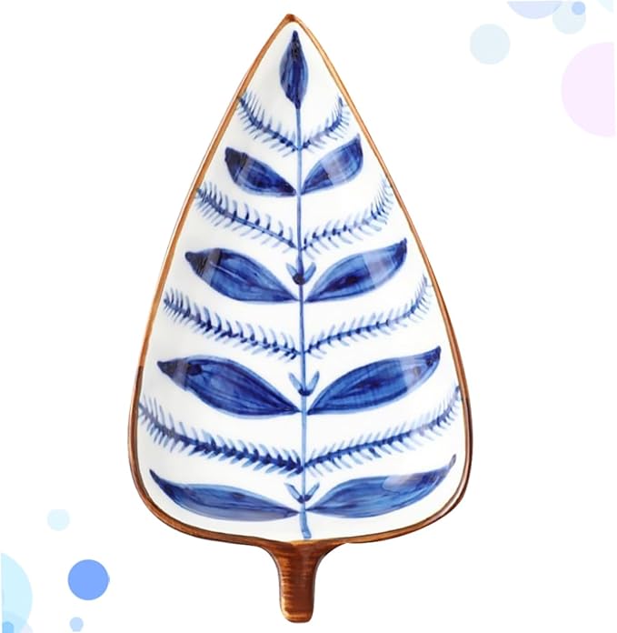 Alipis Leaf Shaped Ceramic Seasoning Dish Random Pattern Snack Plate for Dipping Sauces Fruits Nuts and Condiments Versatile Appetizer Bowl for Home Kitchen Bbq and Parties
