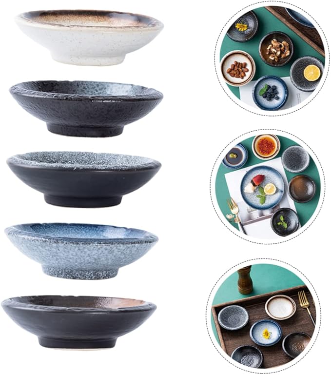 5pcs Ceramic Dipping Bowls for Condiments Mustard Plates Sauce Dishes Appetizer Dish Kitchen Supply