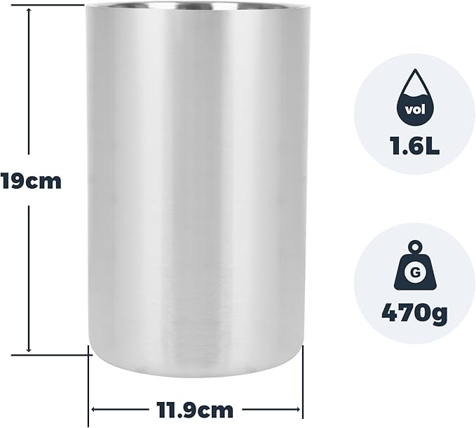 Wine Chiller Bucket 4 Pack, Wine Chiller for Bottles, Champagne Cooler Ice Bucket Double-Wall Stainless Steel for Hotel Bar & Party, Cooler for Ice Champagne Drinks Beverage - Fits 750ml Bottles