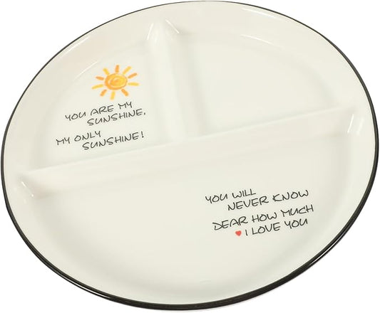 Ceramic Divided Serving Dish Cartoon Compartment Dinner Plate for Snacks Dried Fruits Appetizers Style Divided Plates for Entertaining Sun Design
