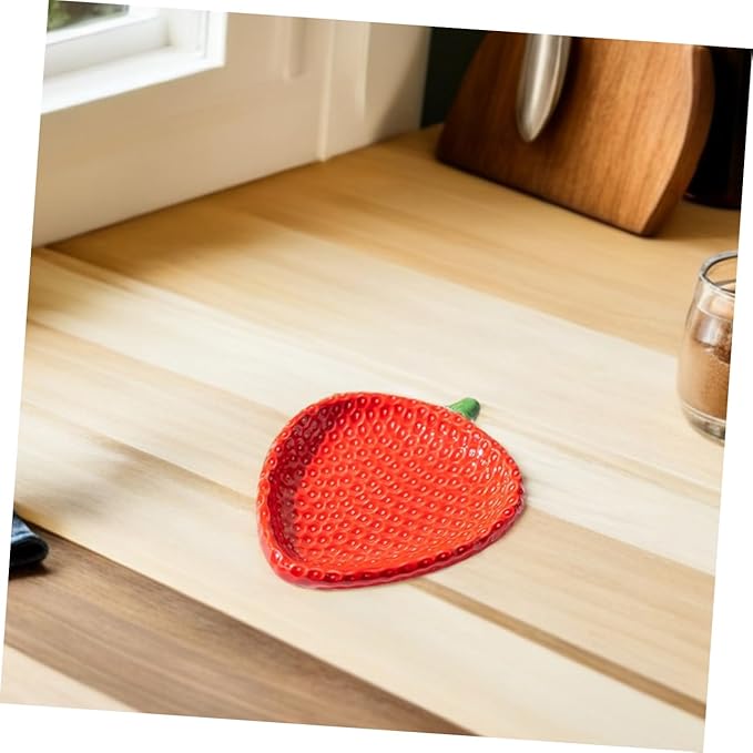 Strawberry Design Ceramic Appetizer Plate Multifunctional Dessert Dish for Sauces Sushi Pastries Snacks Easy to Clean and Portable for Dining and Picnics