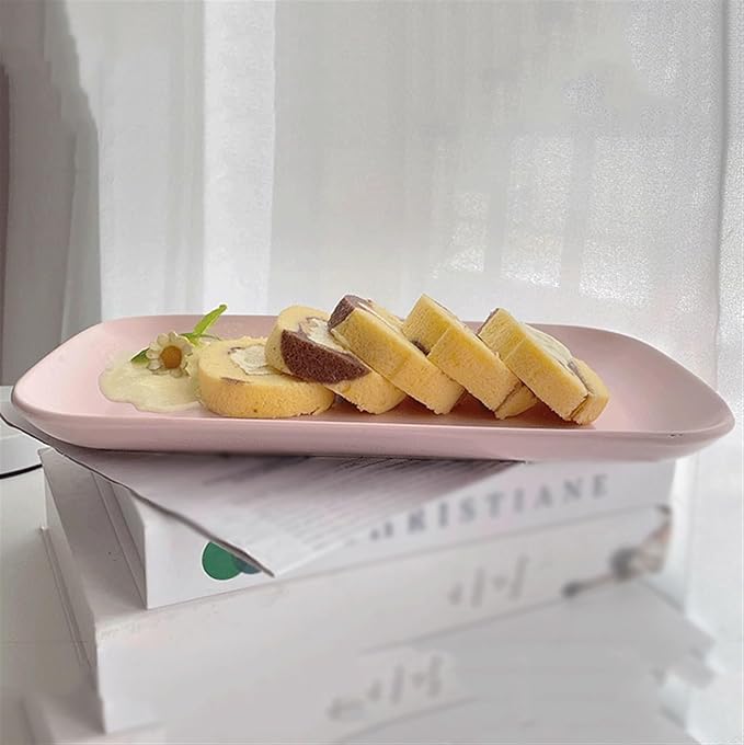 SONGCHAO Party Supplies Rectangular Dinner Plate Ceramic Home Salad Plate Restaurant Coffee Shop Fruit Plate Sushi Plate Dessert Plate Flat Party Plates (Color : A)