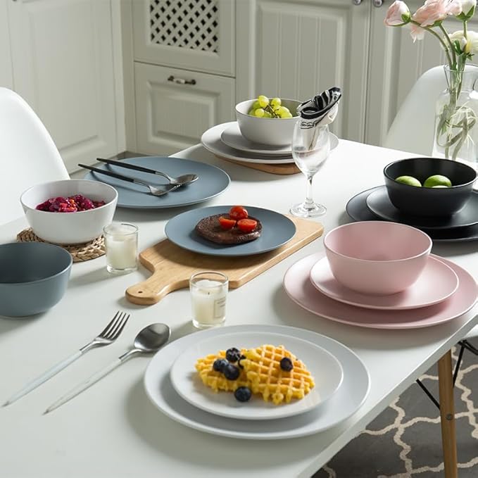 Dinner Plates Simple Ceramic Tableware Set Bowls and Plates Western Tableware Household Bowls and Plates Salad Bowls and Plates Dinnerware(D)