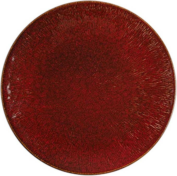 Ceramic Appetizer Plates, Modern Red Round Shallow Plate, Tableware for Appetizers Desserts Pasta, Smooth Glazed, Wedding Birthday Party(Size:26.5 * 26.5 * 2.5CM,Color:B)
