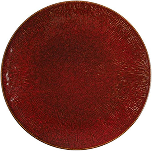 Ceramic Appetizer Plates, Modern Red Round Shallow Plate, Tableware for Appetizers Desserts Pasta, Smooth Glazed, Wedding Birthday Party(Size:21 * 21 * 1.7CM,Color:A)