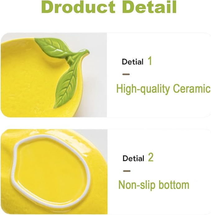 Set Of 4 Lemon Shape Cute Multipurpose Ceramic Appetizer Plates Dessert Bowls Sauce Dish Seasoning Dishes Candy Nuts Snacks Dishes
