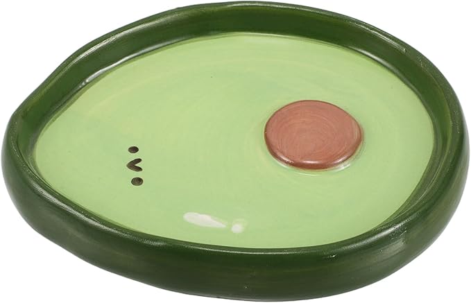 Garneck Creative Avocado Ceramic Dessert Plate 4-inch Hand-painted Small Appetizer Dish Cute Fruit Shape Snack Tray for Home Dining and Party
