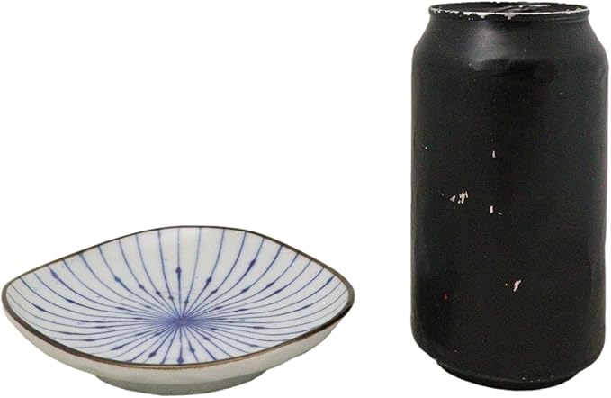 Ebros Gift Artistic Blue Waves Fubuki Tokusa Made In Japan Dinnerware Serveware Kitchenware Set Asian Japanese Restaurant Supply (Pack Of 6 Round Flair Salad Appetizer Small Plates)