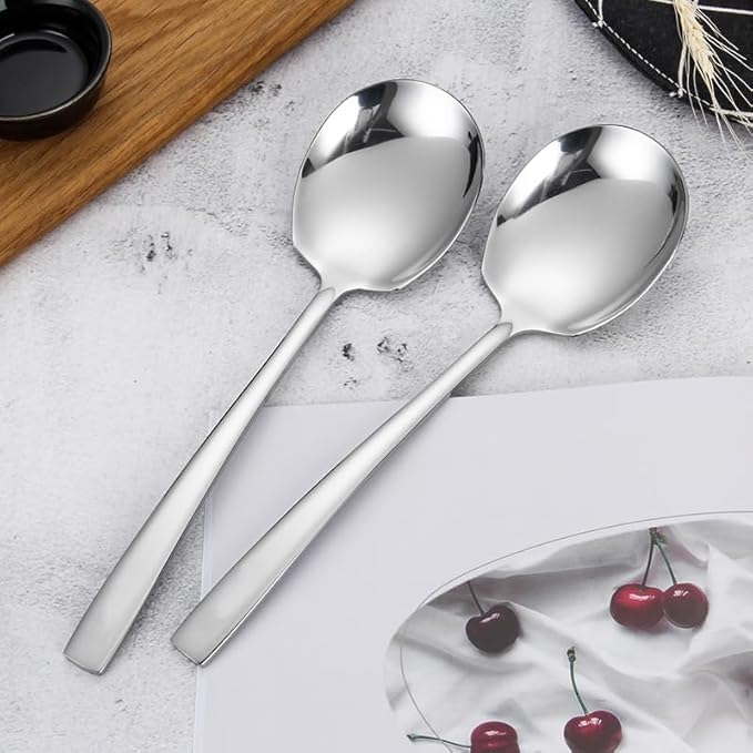 Serving Spoons Set Stainless Steel 9.14 Inch Serving Utensils for Buffet Catering Dishwasher Safe(6-pieces, Silver)