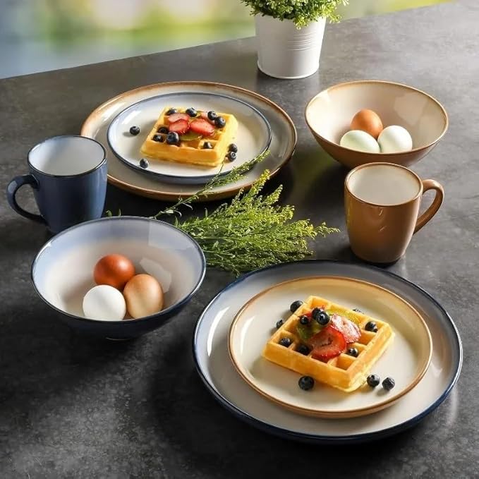 Family Hotel Tableware Stoneware Dinnerware Set Service for Four Dishes and Plates Sets