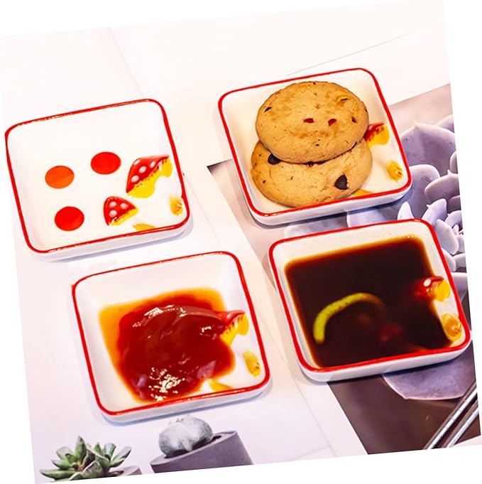 2pcs Sauce Dish Mushroom Ceramic Plates Appetizer Dishes for Cottagecore Kitchen