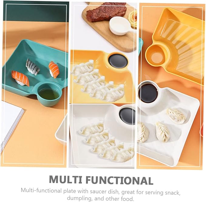 Cabilock 4Pcs Simple Style PP Snack Dishes Dumpling Plates for Appetizers Home Tableware and Easy to Clean for Serving Desserts and Bites