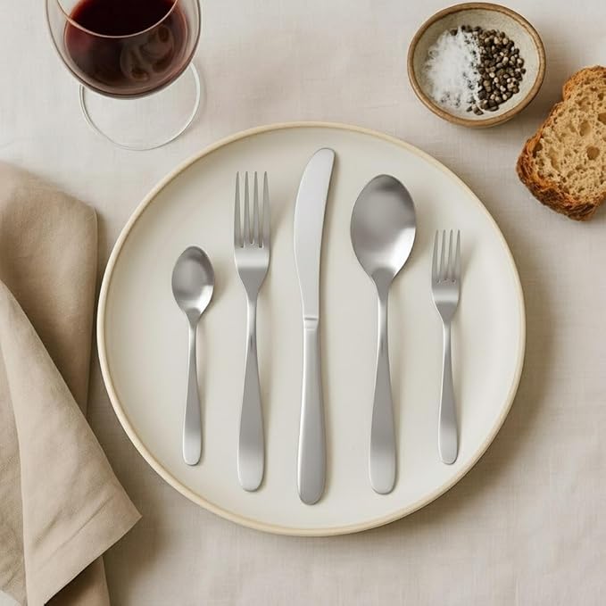 Windsor Silverware Set, 30 Piece Silver Flatware Premium Polished Stainless Steel, Service for 6, for Kitchen, Home, Wedding, Party, Mirror Polished Dishwasher Safe