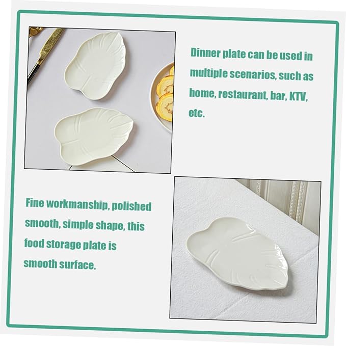 Mobestech Ceramic Leaf Shaped Appetizer Plates Elegant Dessert Serving Dish Versatile Storage for Fruits Snacks for Home Dining Entertaining