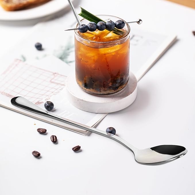Stainless Steel Coffee and Dessert Spoons - Long Handle Teaspoon (4 Pcs, 7.6 Inches)