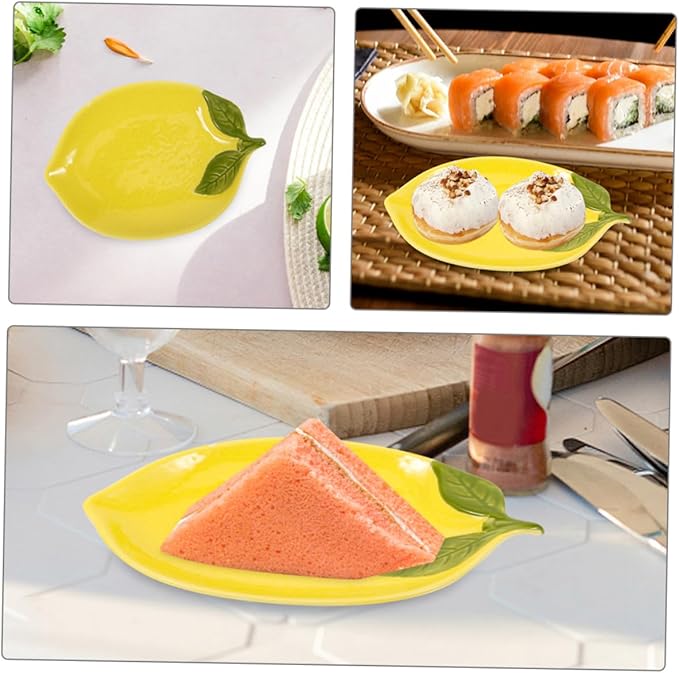 GLEAVI Adorable Lemon Plate Ceramic Dessert Bowl Smooth Surface for Snacks Fruits and Sweets
