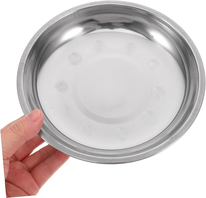 PRETYZOOM 6pcs Stainless Steel Round Plates Deep Serving Trays for Fruit Pasta Bbq Silver Dinnerware for Home Camping and Parties