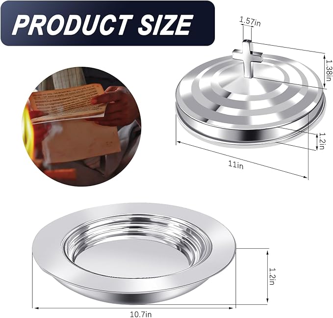 Upgraded Communion Tray and Cover Set for Churches,Bread Tray,Stainless Steel Communion Set Supplies (Silver-Bread Tray and Cover Set)