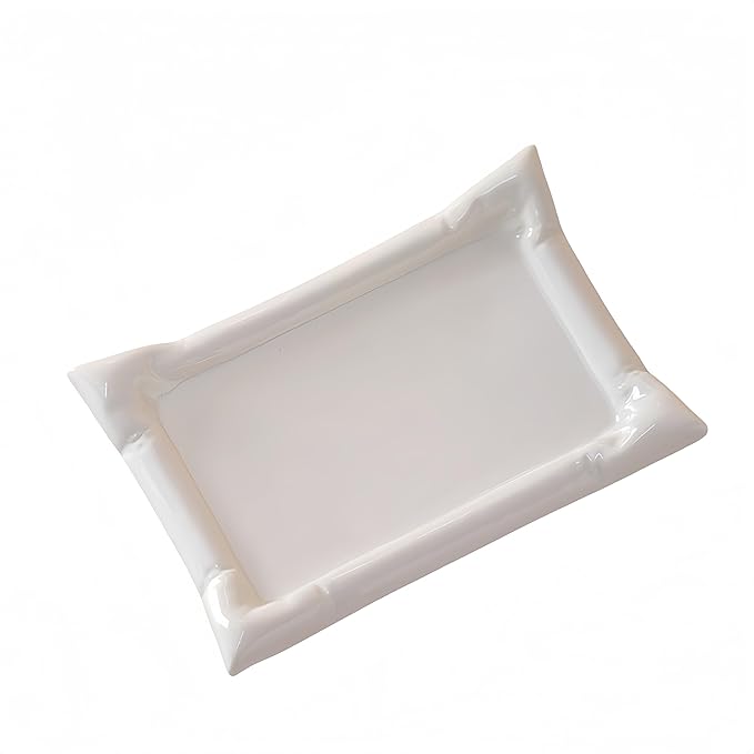 Ceramic Mini Pillow-Shaped Appetizer Plate, Small Decorative Snack Bowl & Jewelry Tray for Fruit, Candy, Rings, Vanity Decor, Cute Pillow Dish for Kitchen, Bathroom, Parties (A)