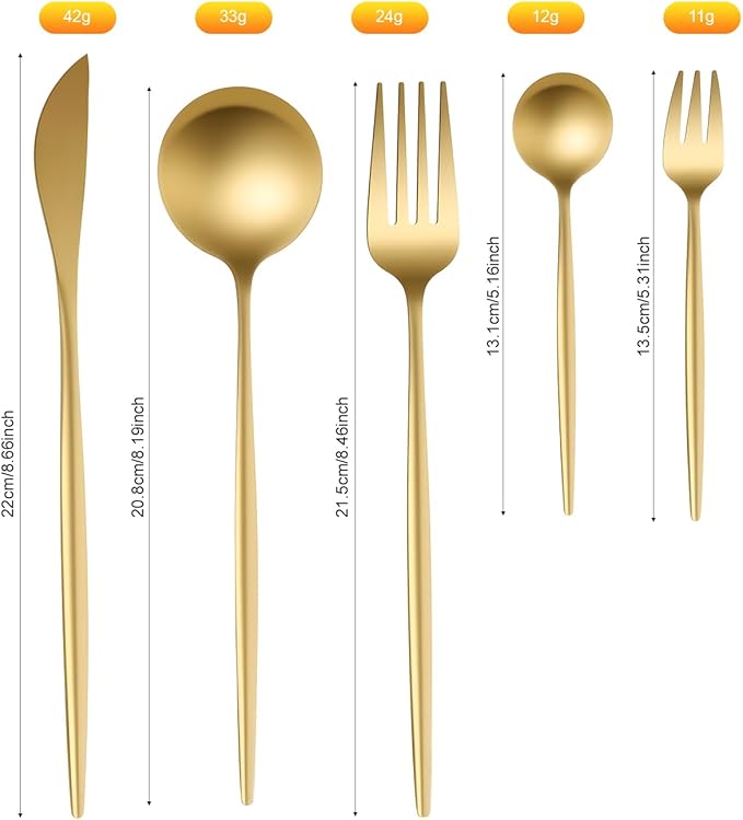 90 Pieces Gold Flatware Set, gold utensils set crafted from 410 and 420 stainless steel, gold cutlery set Include Knife Fork Spoon Set Tea Spoons Salad Forks Ideal for Kitchen Home Restaurant Wedding