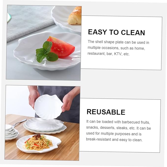 Mikinona 2pcs Shell Shape Ceramic Serving Plate Versatile Dinner Dish for Bbq Pasta and Appetizers for Home Restaurant and Events Elegant Design and Easy to Clean