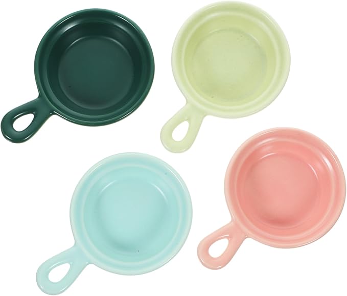 GLEAVI 4pcs Creative Ceramic Sauce Dishes Japanese Style Snack Holders for Condiments Versatile Appetizer Plates Matte Colors