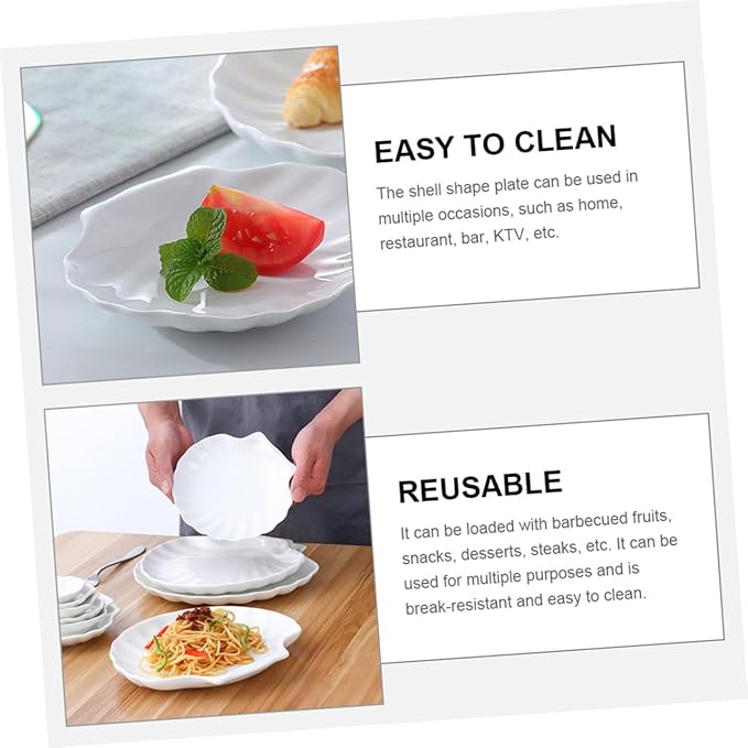 PRETYZOOM 2pcs Shell Shape Ceramic Plate Elegant Decorative Serving Dish for Home Restaurant Events for Appetizers Desserts Snacks Lightweight Easy to Clean