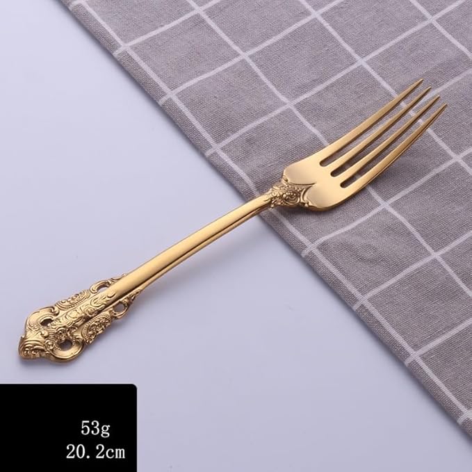 Stainless Steel Flatware serving set,Home Kitchen Eating Tableware Set,Dishwasher Safe,For Home Kitchen Restaurant Hote 5Pcs Palace Knife, Fork And Spoon Western Tableware Set 304 Stainless Steel Stea