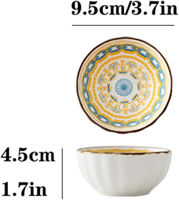 Dipping Sauce Dish Dipping Bowl Appetizer Plates 4 Pack Durable Ceramic Sauce Dish/Sauce Dipping Bowls Mini Dinnerware Plate Condiment Dish for Paste Jam Sushi Assorted Dipping Sauce Bowls/Dishes