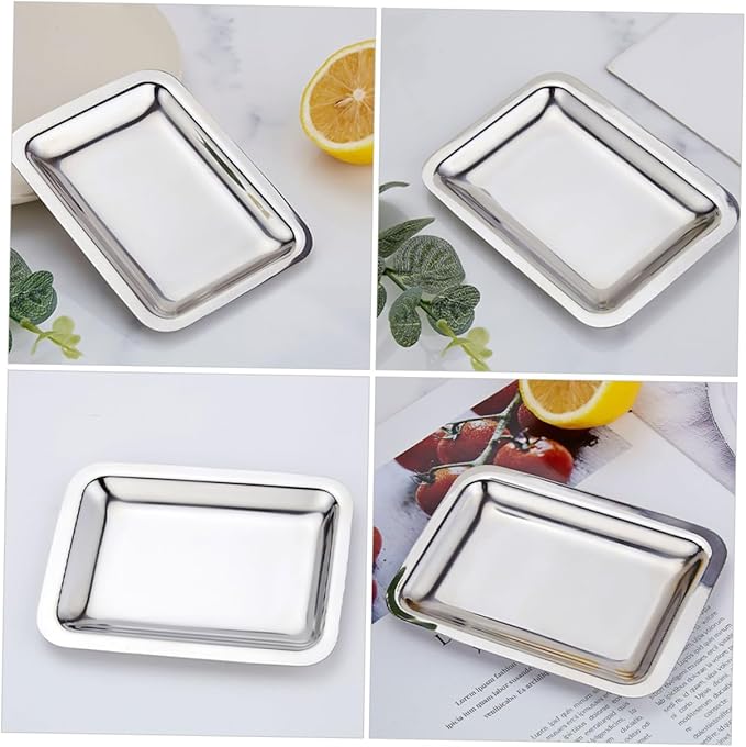 GLEAVI 304 Stainless Steel Snack Dish Thickened Rectangular Serving Tray for Hotel Towels Baking and Fruit Platter Sturdy Kitchen Organizer