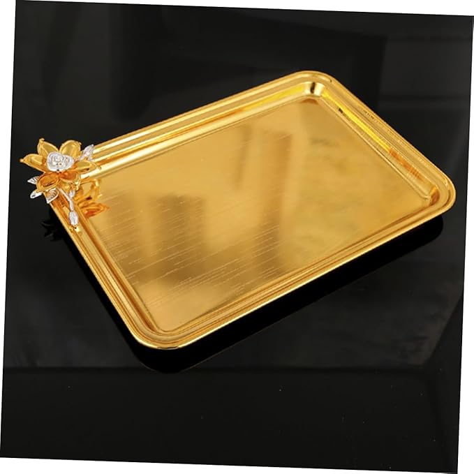 PRETYZOOM Decorative Metal Serving Tray for Snacks and Beverages Small Organizer for Parties Home and Restaurants Elegant Food Display and Storage
