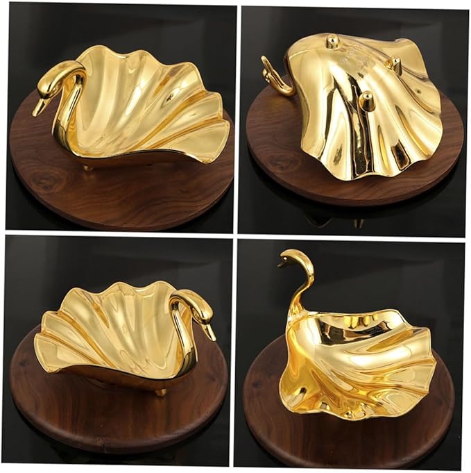 ABOOFAN Metal Serving Tray Fruit Plate Decorative Desk Tray Snack Display Gold Decorative Plate