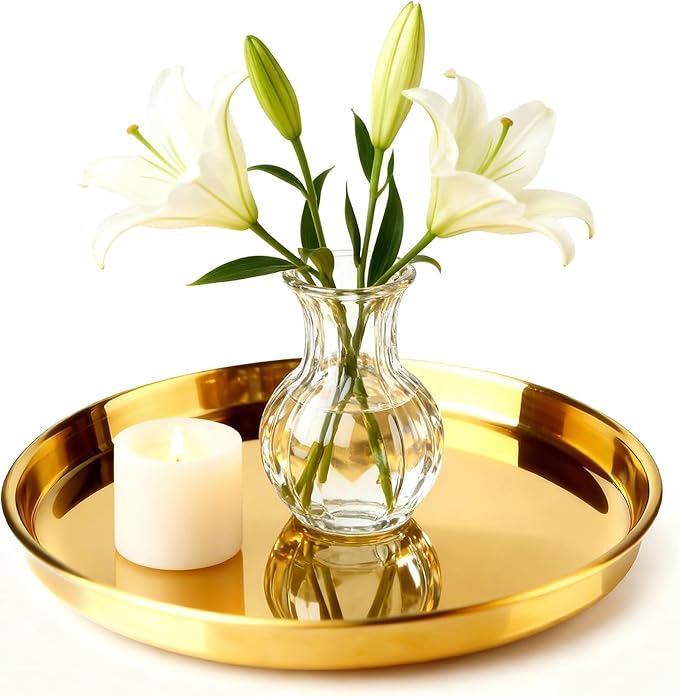 Gold Round Serving Tray, 12", 1 Pack