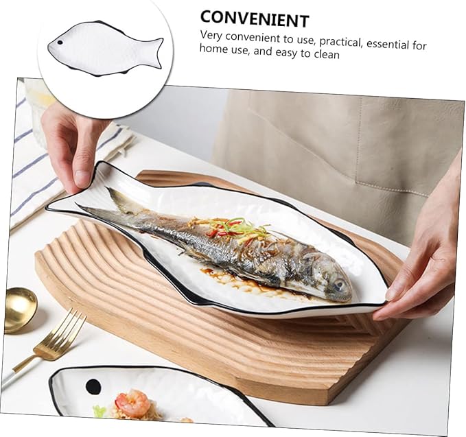 Fish Steaming Plate Small Ceramic Steamer Dish for Healthy Cooking for Microwave Use for Serving Delicious Seafood and Appetizers