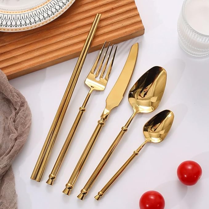 Exquisite Stainless Steel Cutlery Set Knife Fork Spoon Silverware Set Mirror Polished Flatware Set Kitchen Utensils Dessert Spoon Practical