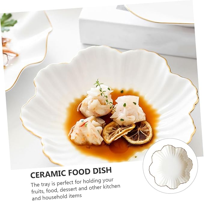 Amosfun Ceramic Serving Plate White Food Storage Dish Home Kitchen Tableware for Appetizers Salads and Pasta Microwave Safe