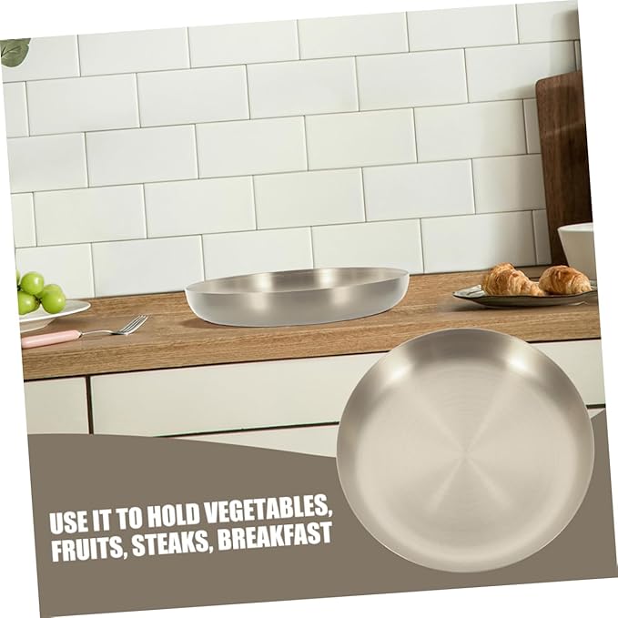 Cabilock Stainless Steel Food Plate Modern Steak Serving Tray for Parties Gatherings and Restaurants and Easy to Clean for Snacks Fruits and Desserts