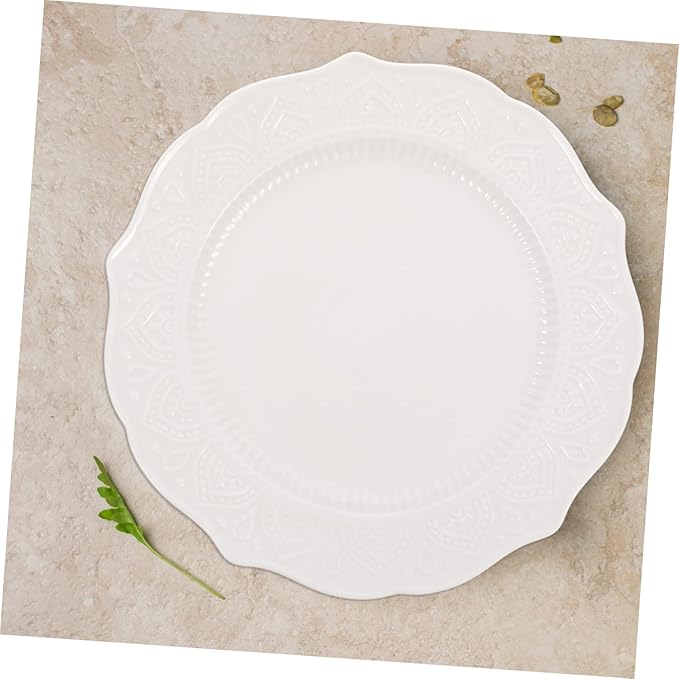 PRETYZOOM Vintage French Style Ceramic Food Serving Plate Elegant Porcelain Dish for Western Cuisine for Snacks Appetizers and Artistic Photography