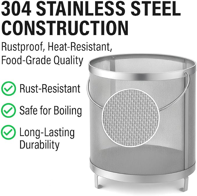 Gekufa Hop Filter 300 Micron 304 Stainless Steel – 13.8" x 13.8" Dry Hop Strainer for Homebrew, Beer, Wine, Tea & Coffee – Rust-Resistant Mesh, Dishwasher Safe, Easy to Clean (13.8" x 13.8")