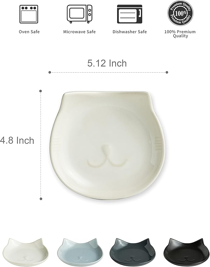 Cat Spoon Rest for Stove Top, Cute Spoon Holder for Kitchen Counter 5.12 Inch, Ceramic Spoon Rest for Cooking Utensils Spatula Sponge, White
