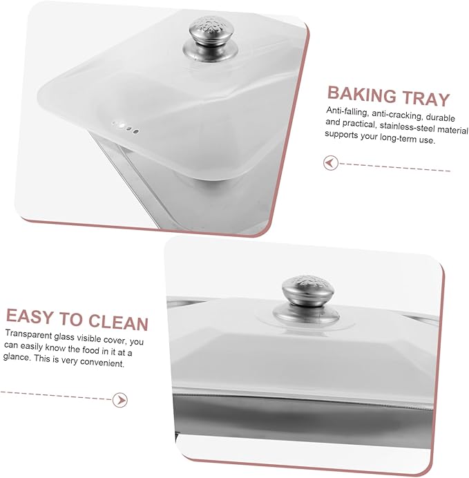Stainless Steel Buffet Serving Tray Rectangular Canteen Dish with Cover Lightweight Four Leg Design for Easy Handling for Catering and Parties