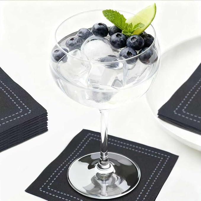 100 Pack Black Cocktail Napkins Disposable - Linen Feel 5x5 Inch Premium Dessert Napkins for Weddings, Parties, Birthdays, Anniversary, Suitable for Restaurants, Bars, Reception, Home Events