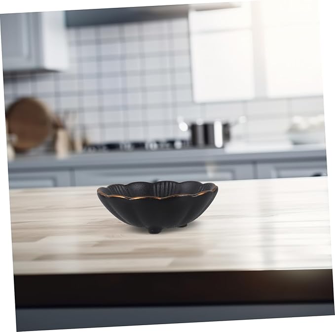 Unique Design Ceramic Plate Black Mini Bowl for Appetizers Salad Sauce for Catering Restaurant