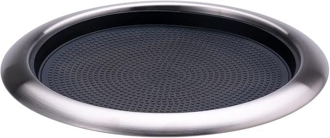 Service Ideas TR119RI Tray with Removable Insert, 9" Round, Stainless Steel, Brushed