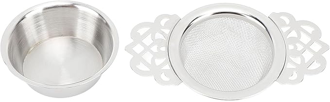 Tea Fine Mesh Filter, Loose Tea Infuser Basket Stainless Steel Tea Strainer Tea Filter Insulated Base Tea Strainer Bowl Tea Steeper Basket Filter for Brewing Filter Tea Leaves