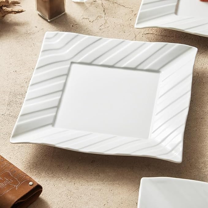 Appetizer Plates Ceramic Plate Dinner Plate Creative Western Plate Steak Plate Square Plate Flat Plate Western Tableware Cheap Plates(Large)