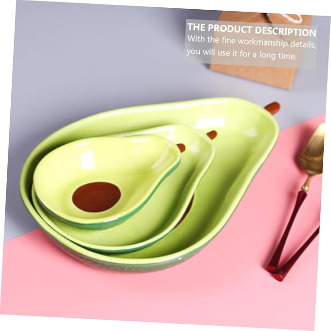 Avocado Shape Ceramic Plate Medium Creative Fruit Salad Dessert Dish for Family Parties Weddings Bars Restaurants Multifunctional Food Container