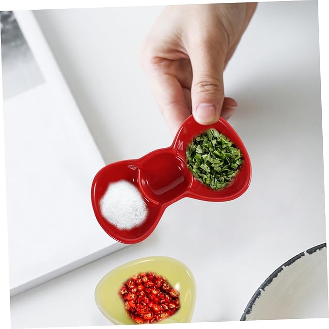 Amosfun Three Grid Seasoning Plate Butterfly Knot Design Porcelain Condiment Dish Sauce Compartments for Dipping Vinegar and Sauce Serving for Appetizers and Parties