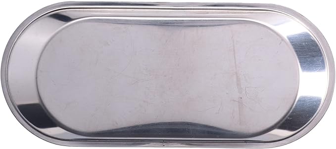 Stainless Steel Serving Tray, Oval Platter, Mini Thickened Stainless Steel Trays for Food Metal Serving Tray with Smooth Lines for Storage and Organization (S)
