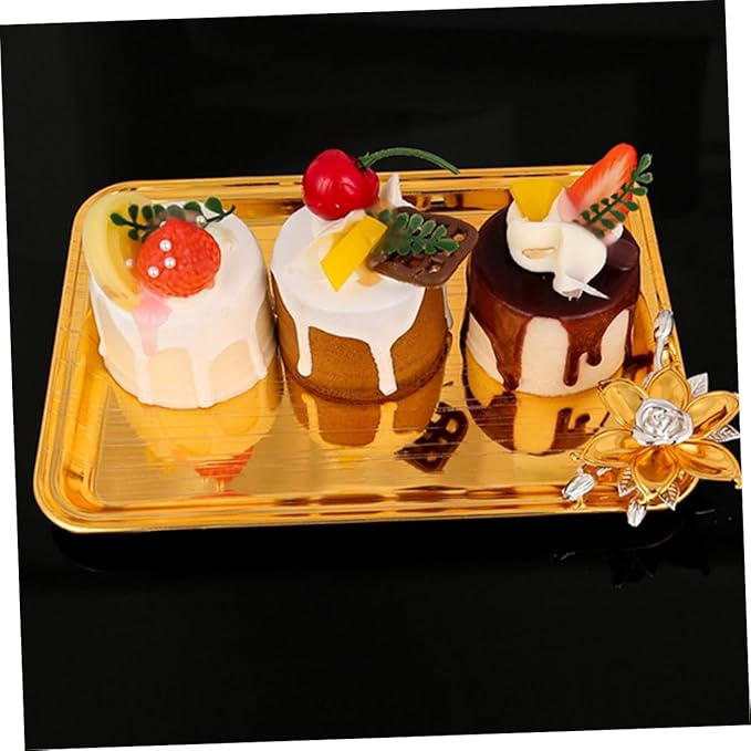 PRETYZOOM Metal Square Tray for Dinner Party Platter Decoration Serving Snack Storage Bread Fruit Tea Serving Tray